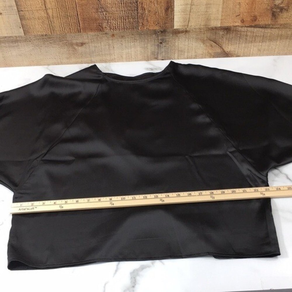Asos‎ Black Wrap Back Top Womens 14 Dolman Long Sleeve Tee Open Split Back - Picture 10 of 12